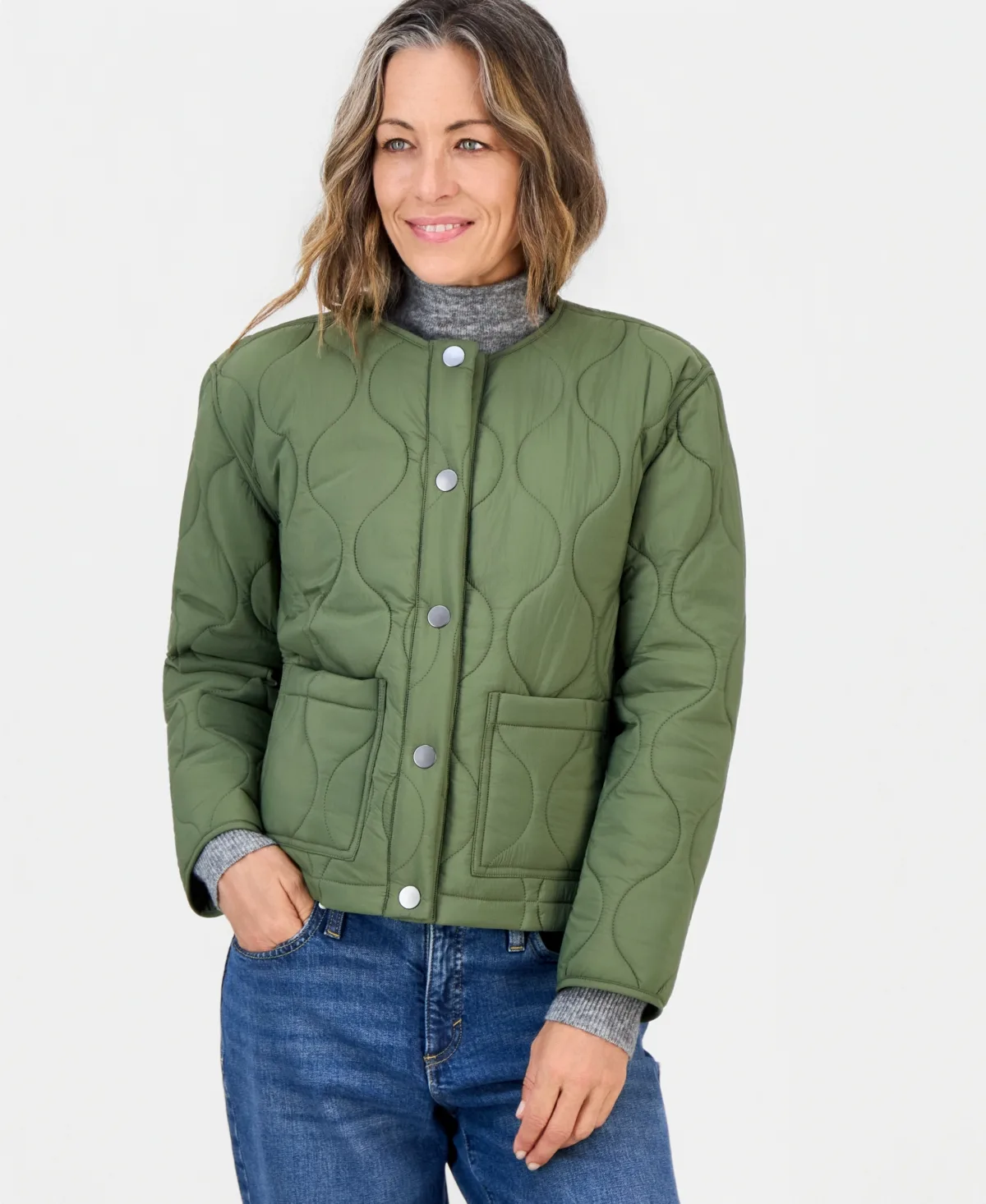 Drawcord Bomber Quilted Jacket by Style & Co