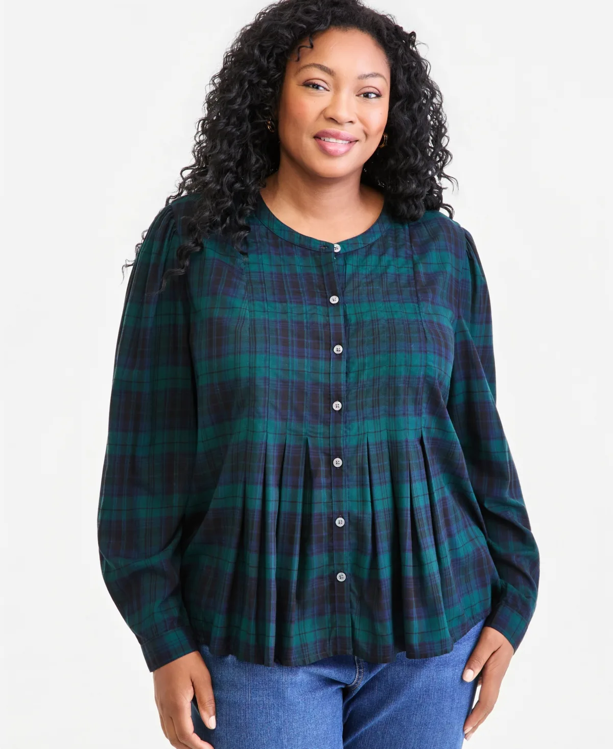 Inverted-Pleat Long-Sleeve Top by Style & Co