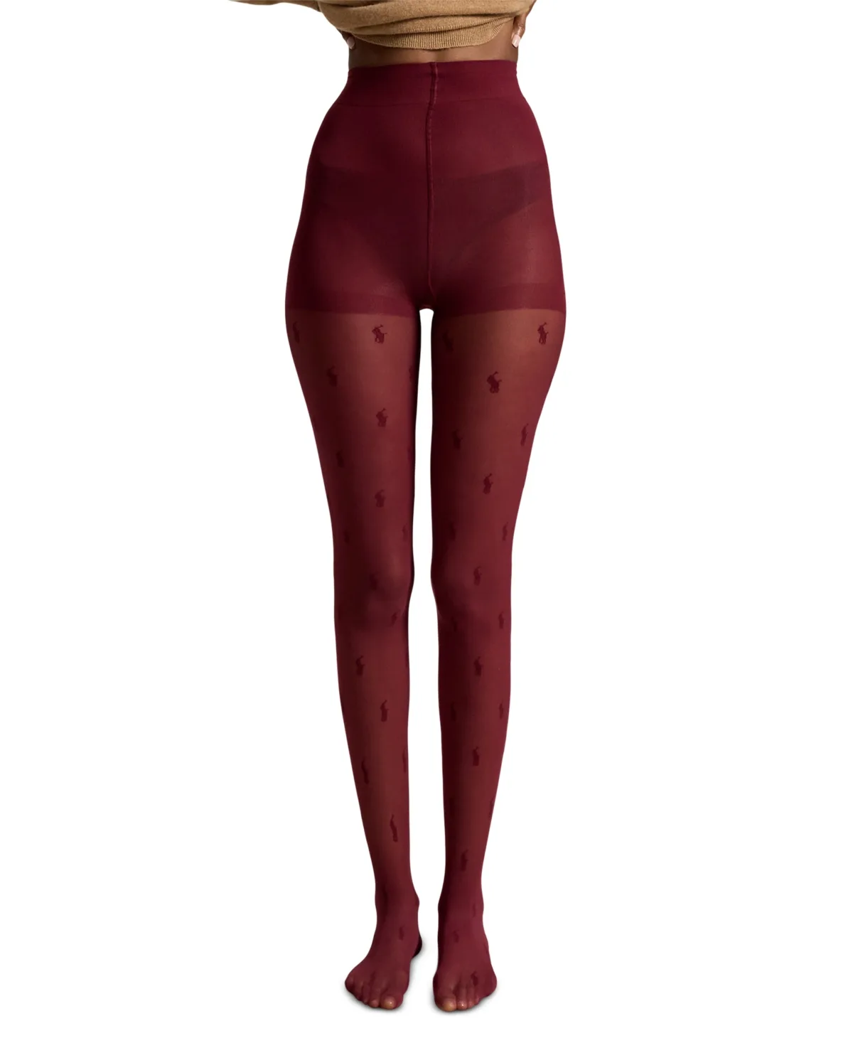 Allover Pony Pattern Control Top 20 Denier Tights by Polo Ralph Lauren