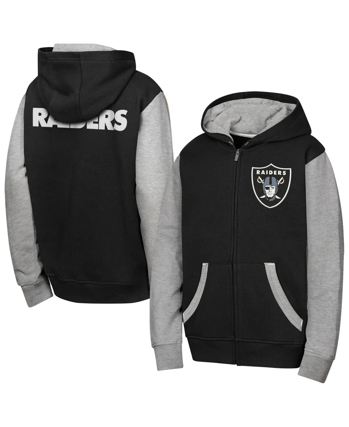 Las Vegas Raiders Full-Zip Color-Block Fleece-Lined Hoodie by Outerstuff