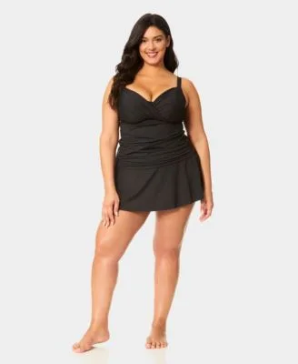 Shirred Tankini Top Skirt by Anne Cole
