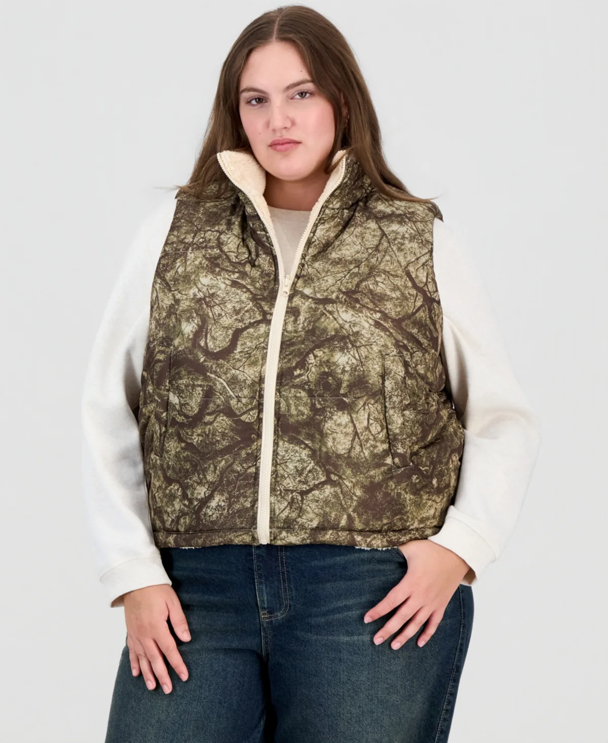Reversible Sherpa Puffer Vest by Full Circle Trends