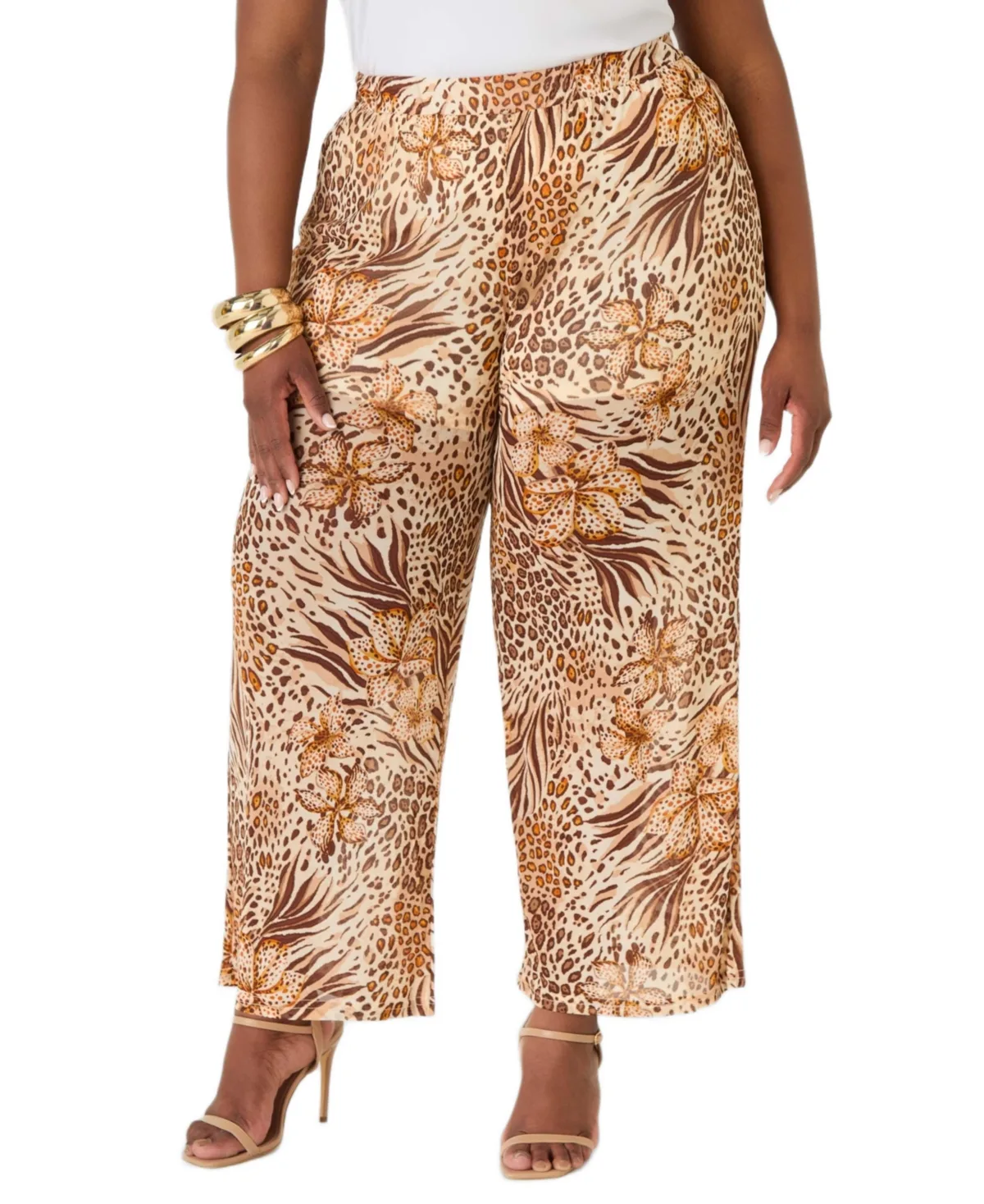 Animal Print Wide Leg Pants