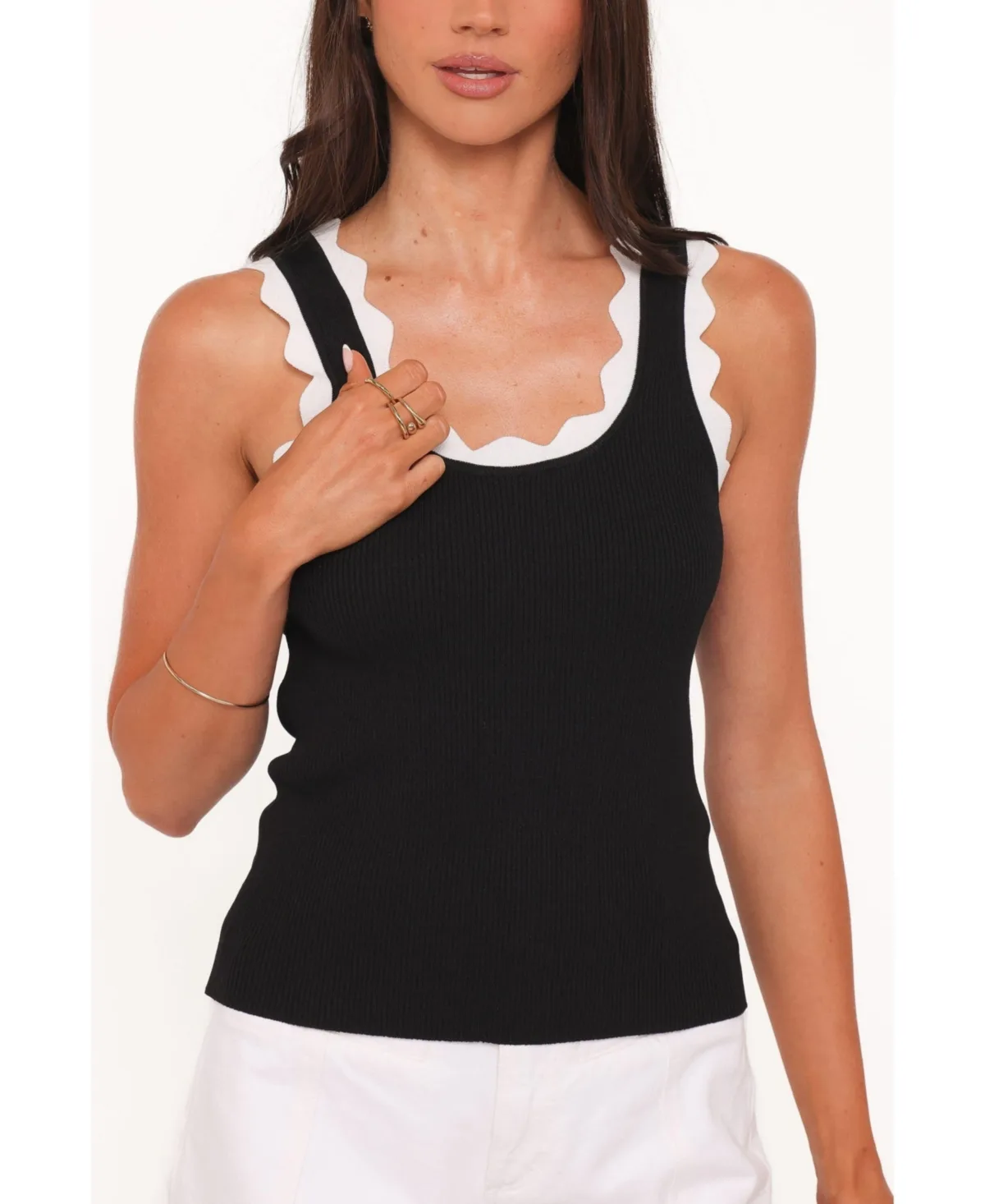 Johnson Scalloped Trim Ribbed Knit Tank by Petal & Pup