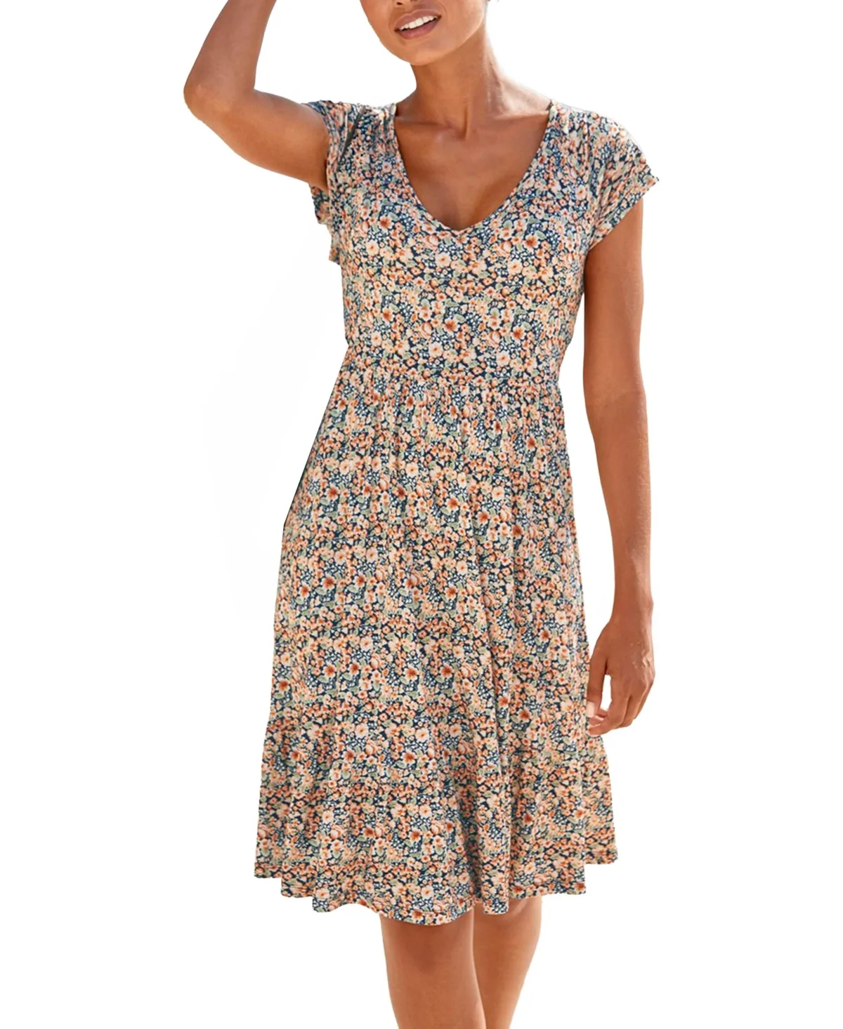 V-Neck Flounce Dress by Lascana