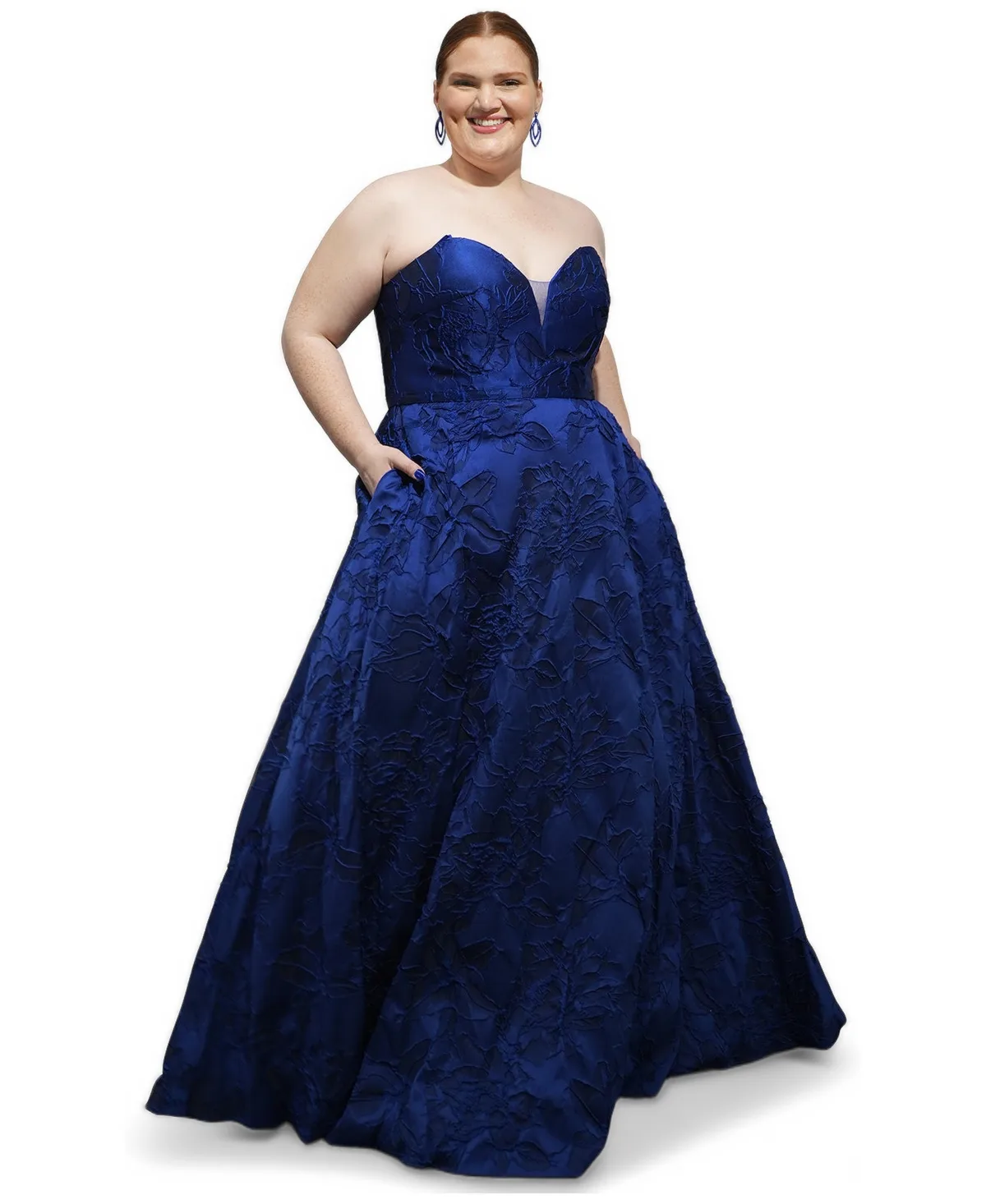 Celebrate in Style Strapless Sweetheart Jacquard Formal Dress by Sydneys Closet