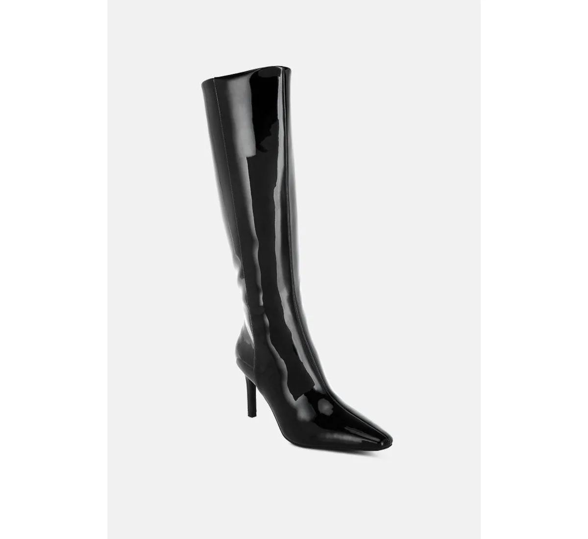 Warley Patent Faux Leather Calf Boots by London Rag