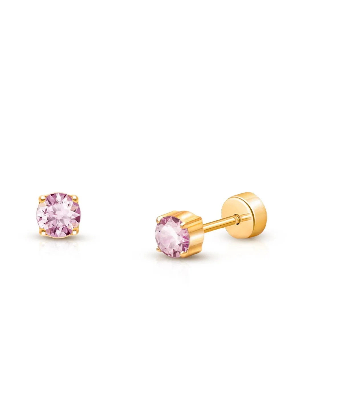 14K Gold on Titanium Crystal Birthstone Stud Screw Back Earrings - June by Tiny Blessings