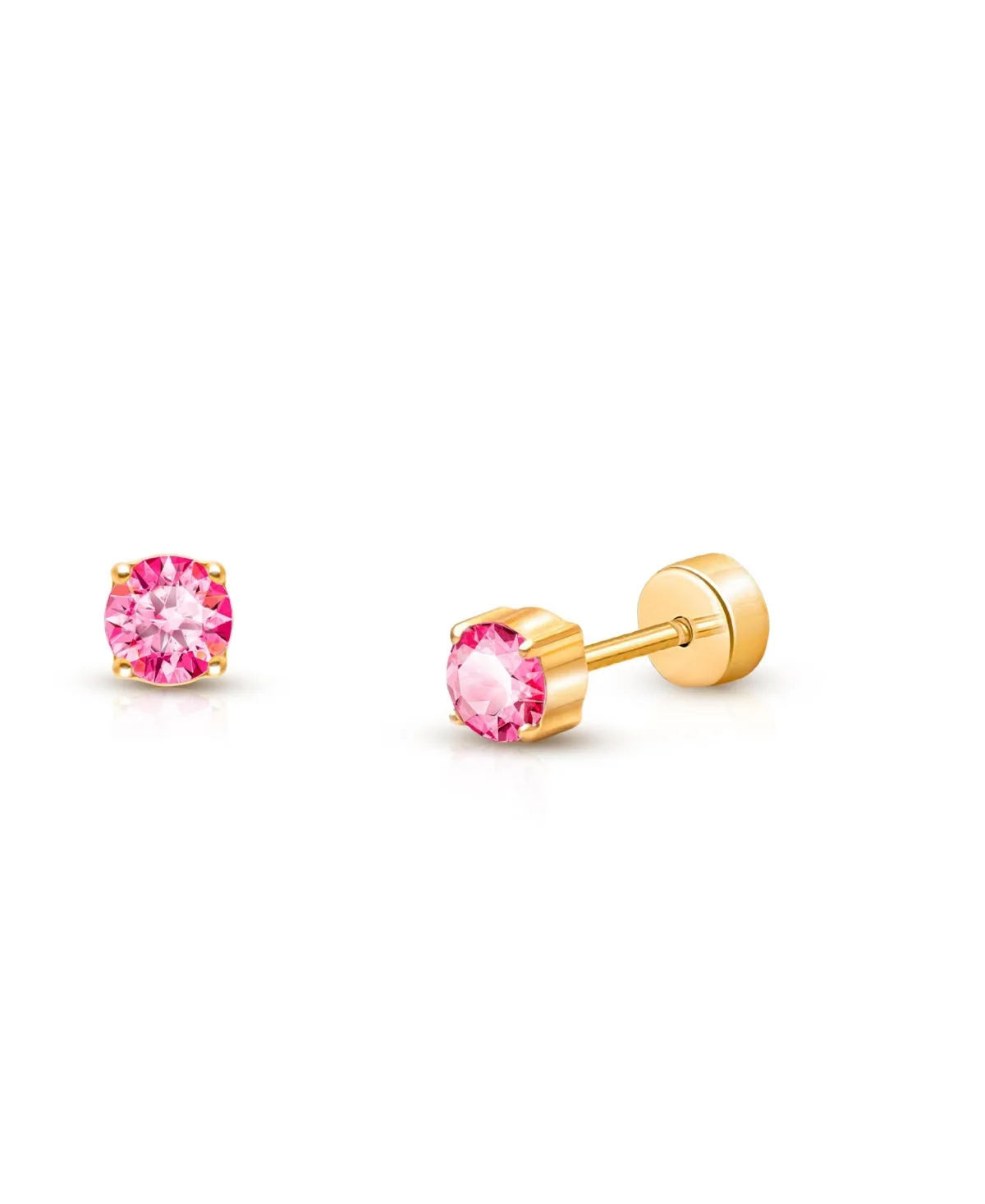 14K Gold on Titanium Crystal Birthstone Stud Screw Back Earrings - October by Tiny Blessings