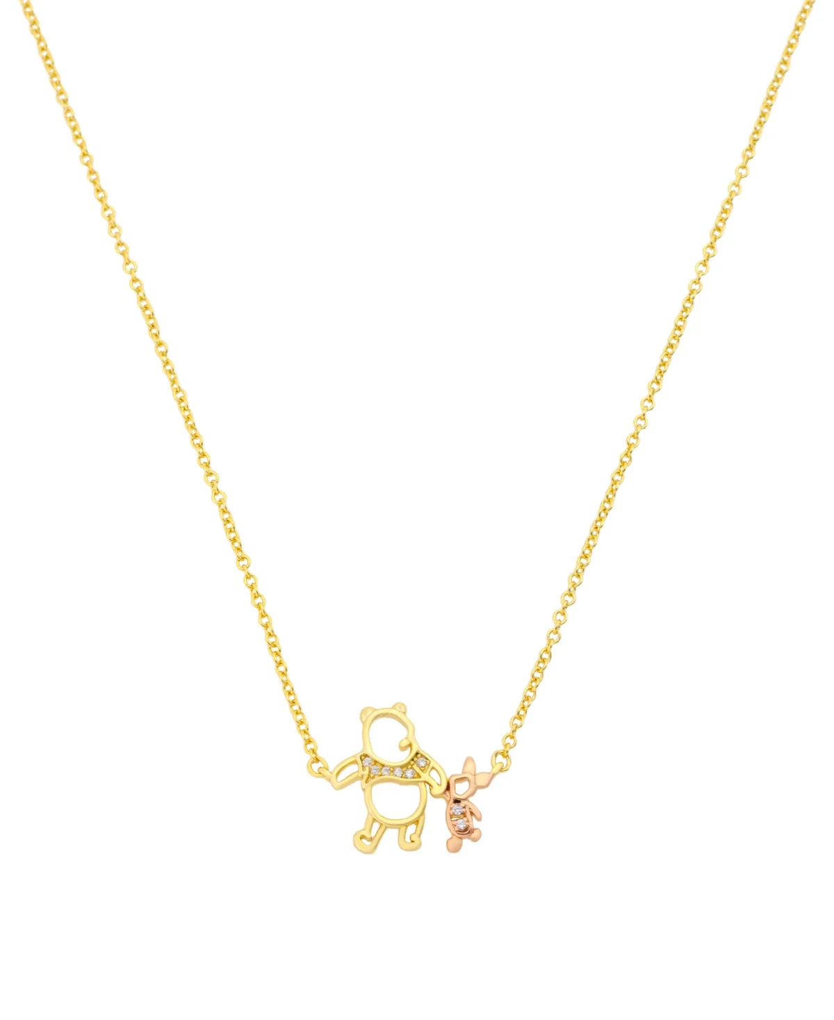 Gold-Plated Cubic Zirconia Pooh Piglet Necklace by Disney