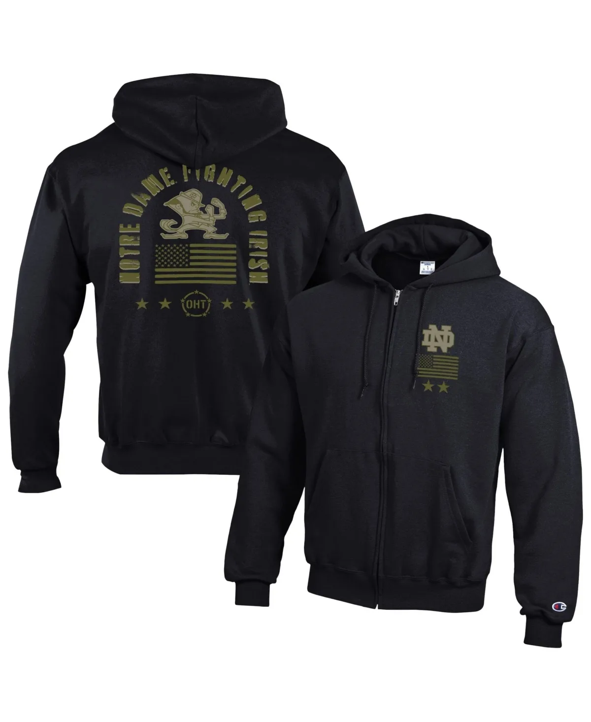 Notre Dame Fighting Irish Operation Hat Trick Flag Power Blend Fleece Full-Zip Hoodie by Champion