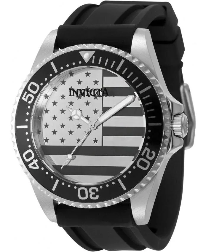 Pro Diver 50418 45mm Quartz Watch - Silver and Dial, Silicone Strap by Invicta