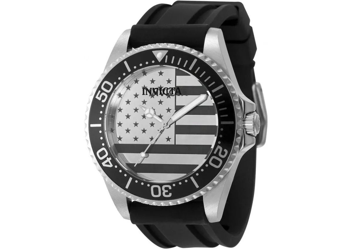 Pro Diver 50418 45mm Quartz Watch - Silver and Dial, Silicone Strap by Invicta