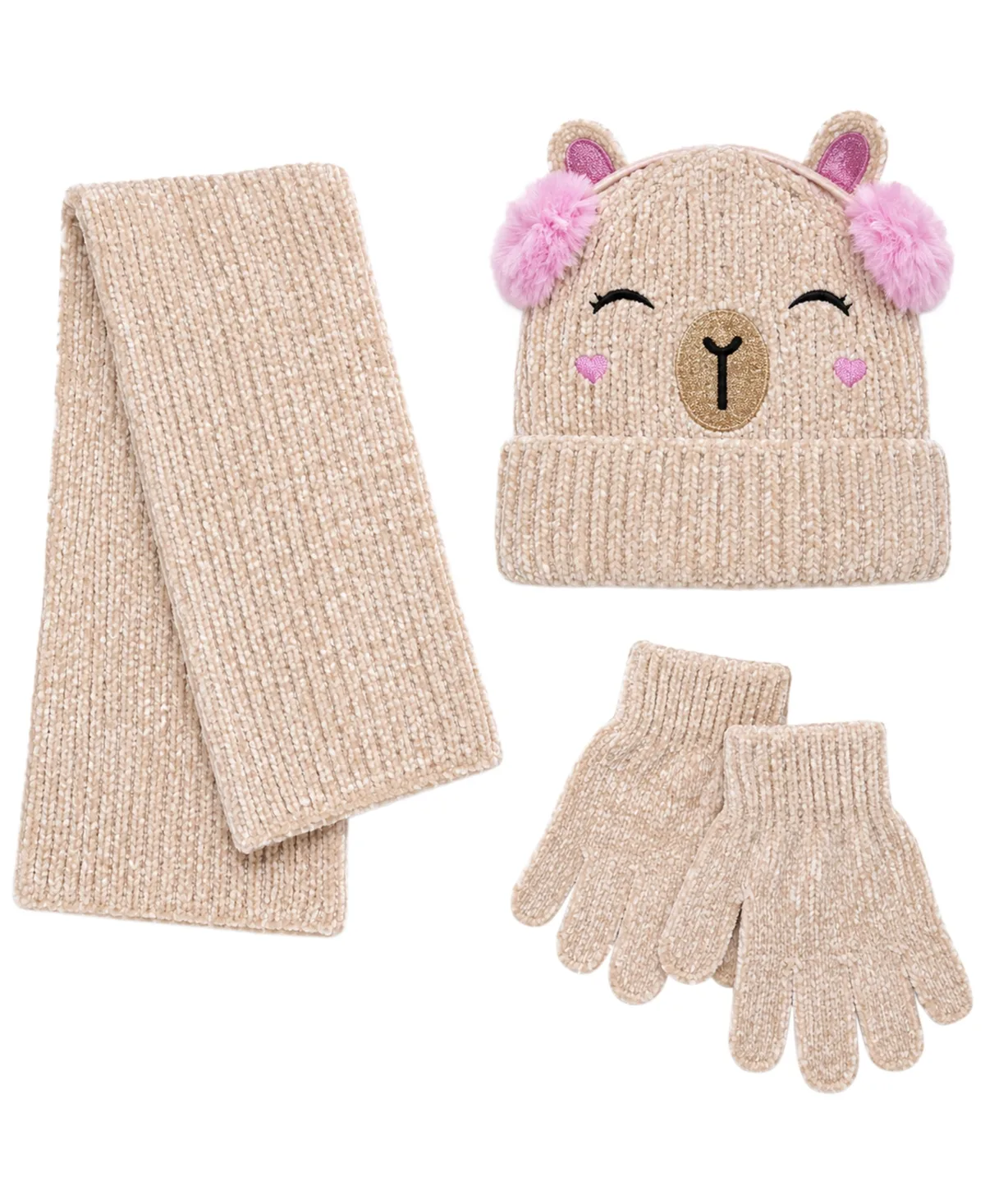 Capybara Cold Weather Hat, Scarf and Gloves, 3-Piece Set by Rainbow