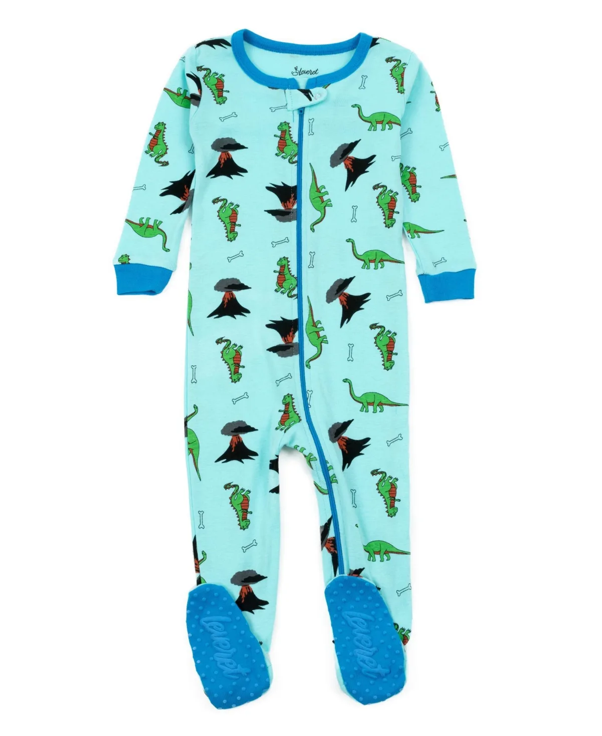 One-Piece Printed Cotton Long Sleeve Footed Pajamas by Leveret