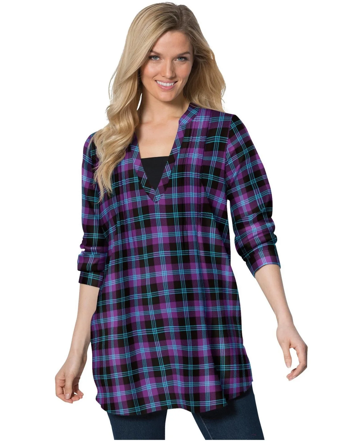 Flannel Tunic with Layered Look by Woman Within