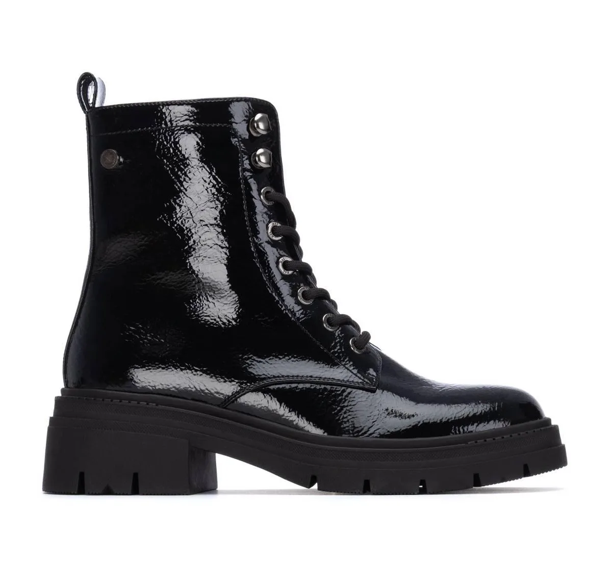 Patent Leather Combat Booties by Xti