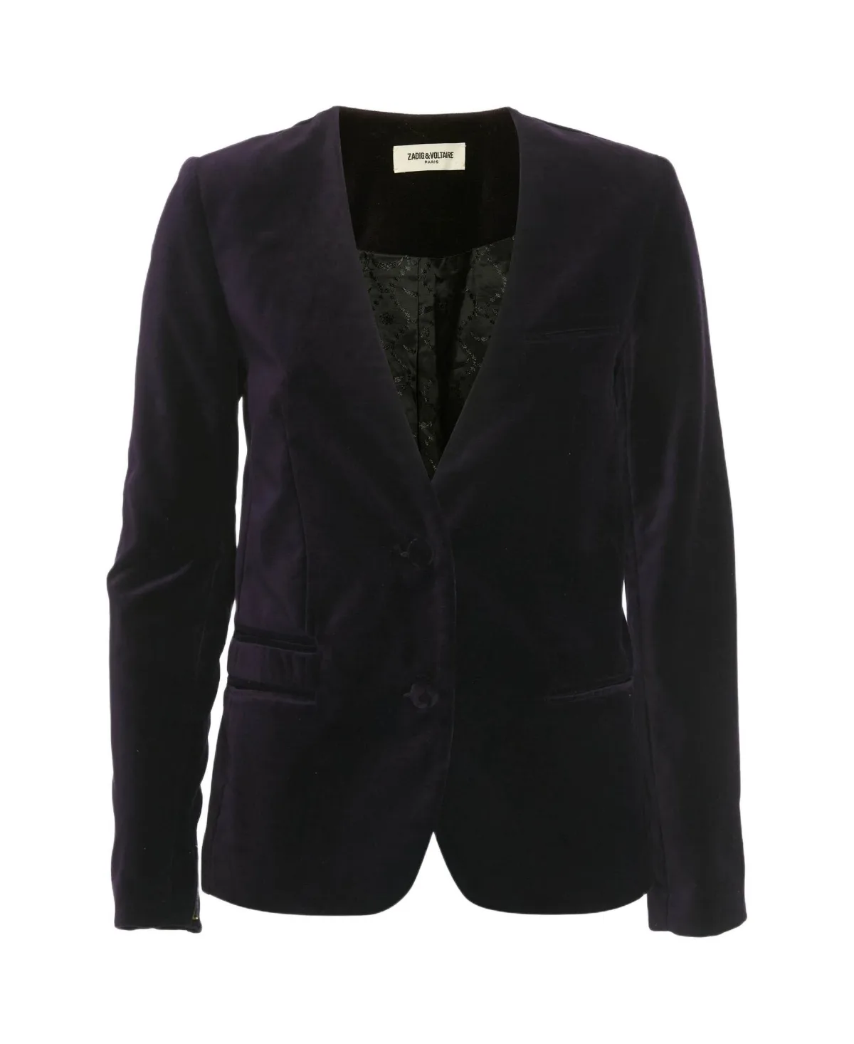 Vadim Velvet Embroidered Collarless Blazer by Zadig & Voltaire
