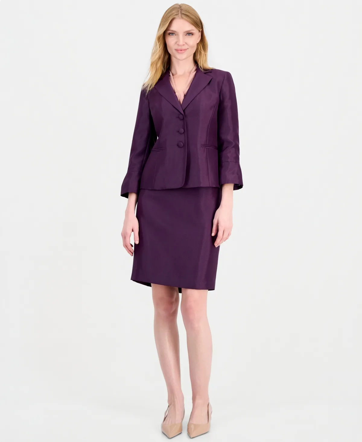 Classic Fit Bell-Sleeve Pencil Jacket and Skirt, 2-Piece Set by Le Suit
