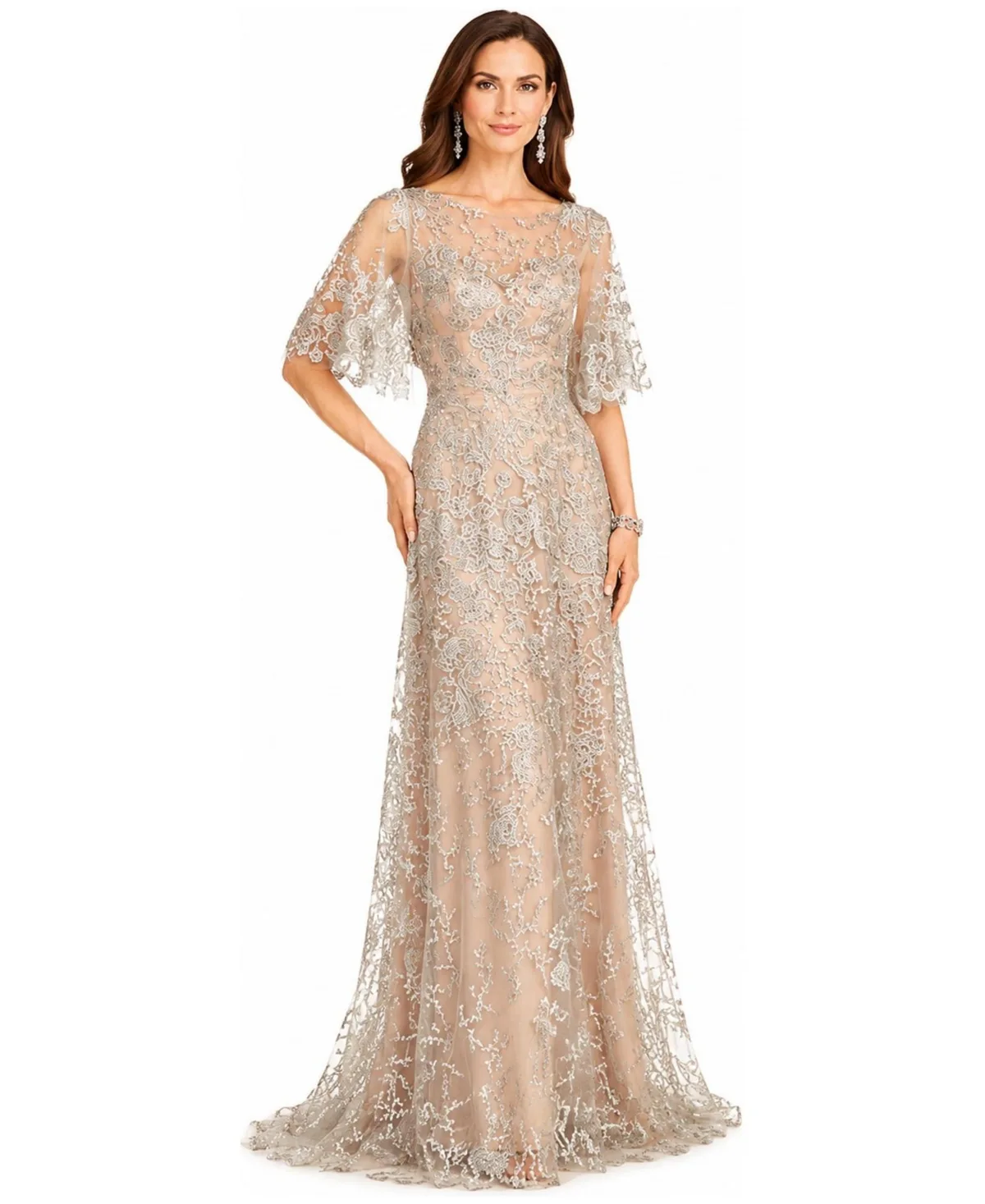 Cape Sleeve Mothers Gown