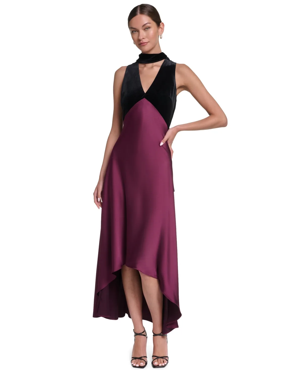 High-Low Sleeveless V-Neck Dress by Halston