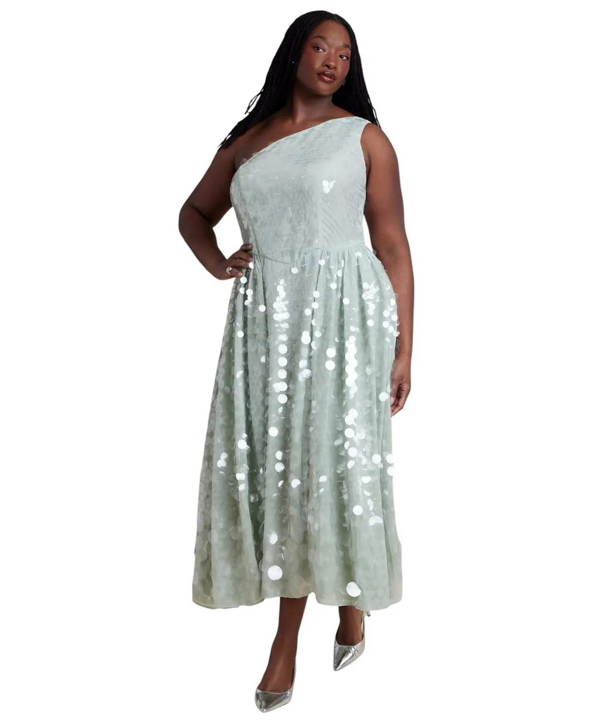 Paillette One-Shoulder Dress by Eloquii