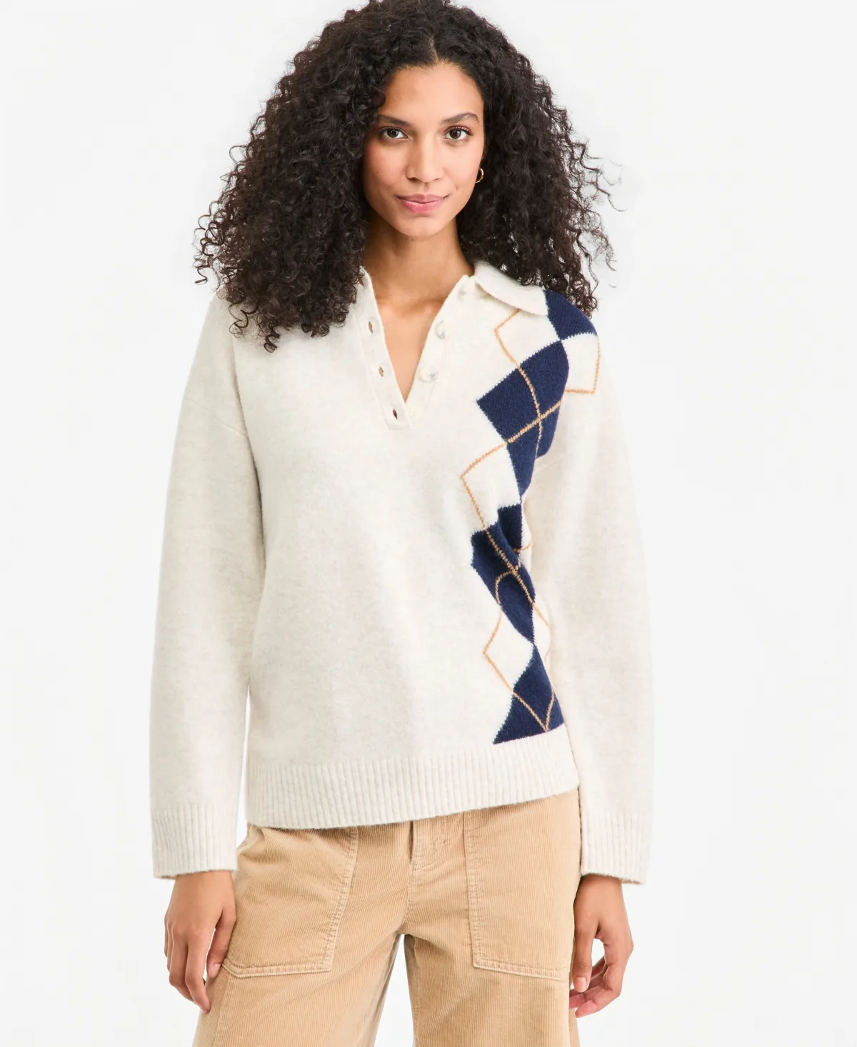 Long-Sleeve Polo Sweater