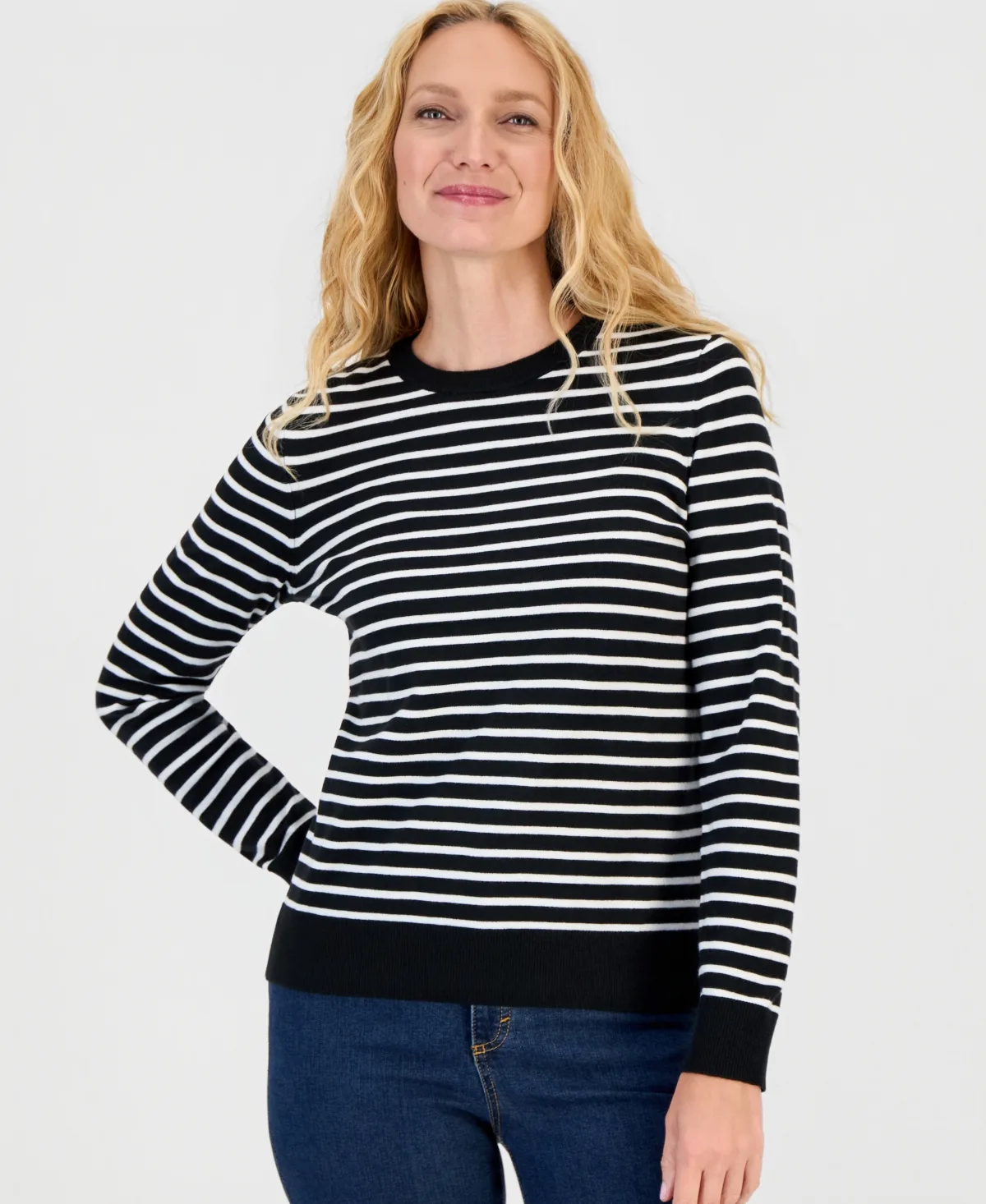 Long-Sleeve Crewneck Sweater by Style & Co