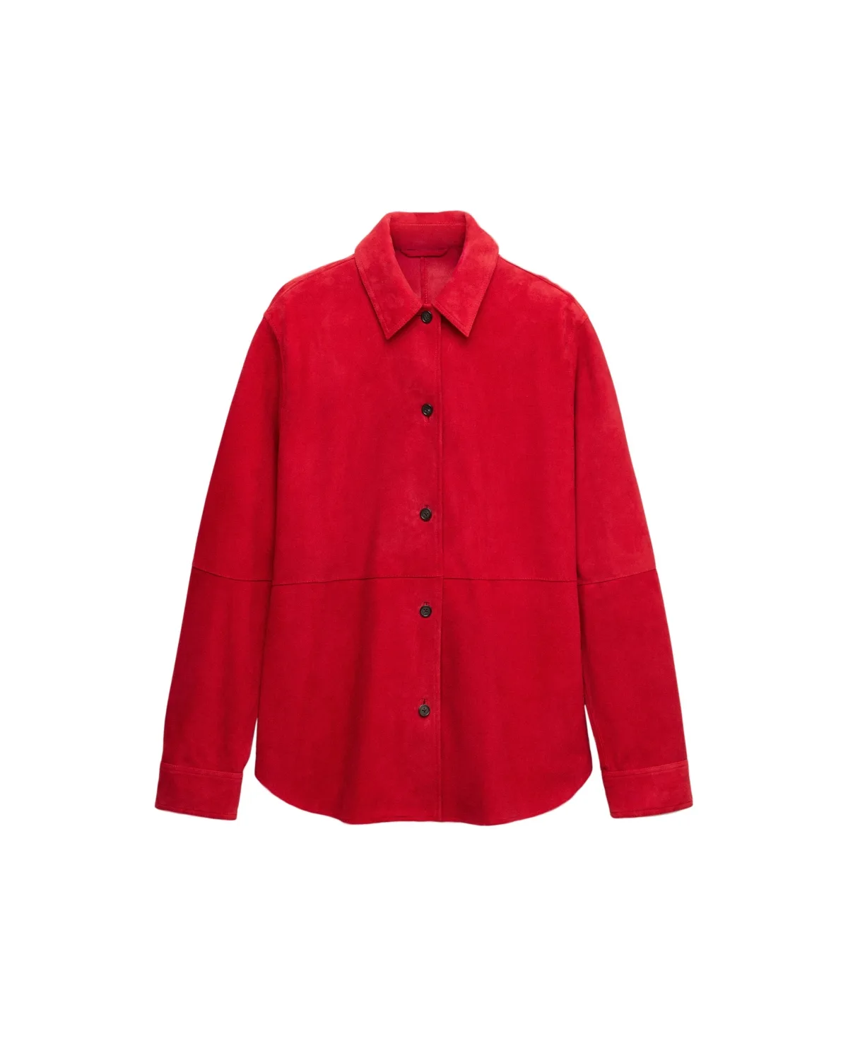 Oversized Suede Button-Up Shirt by Mango