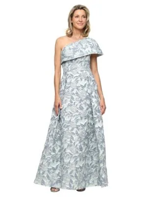 One Shoulder Jacquard Ball Gown by Alex Evenings
