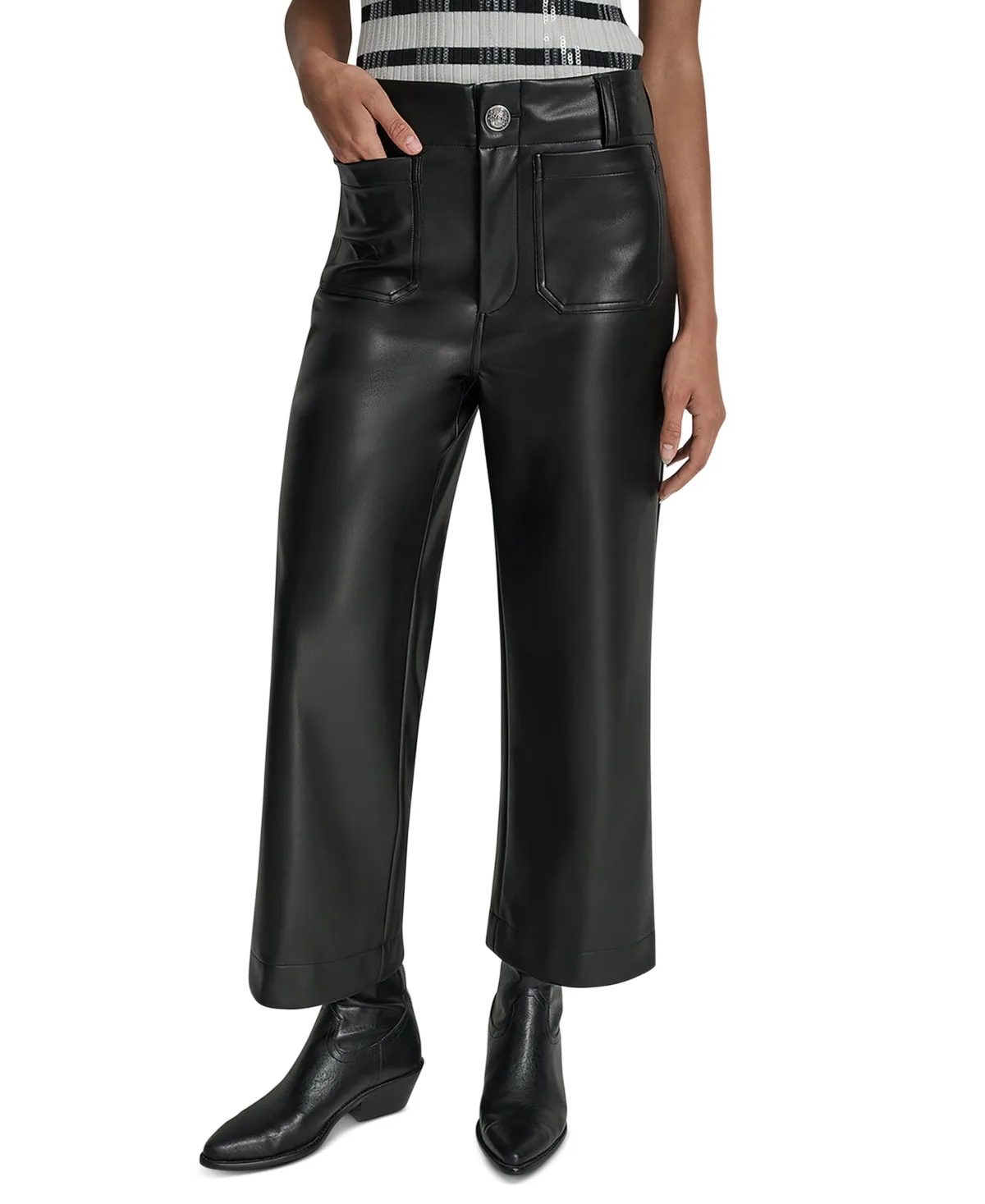 High-Rise Cropped Wide-Leg Pants by DKNY