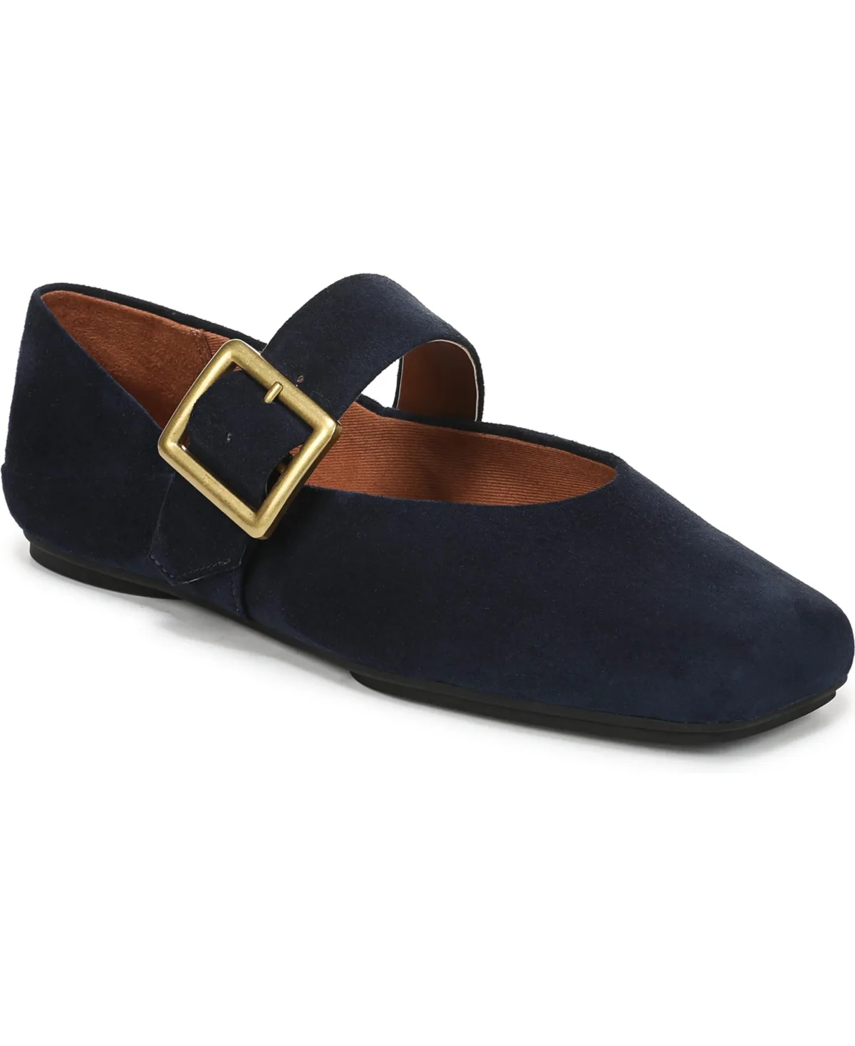 Oakes Square Toe Ballerina Flats - Navy Suede