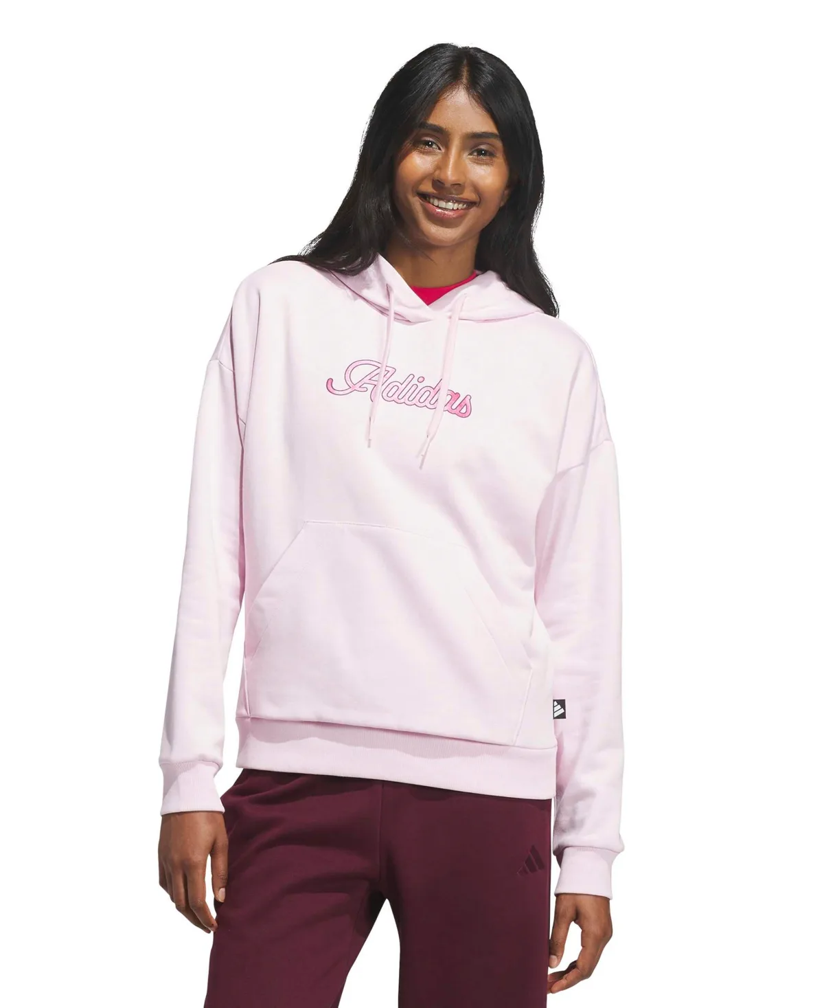 Fleece Metallic Wordmark Graphic Hoodie by adidas