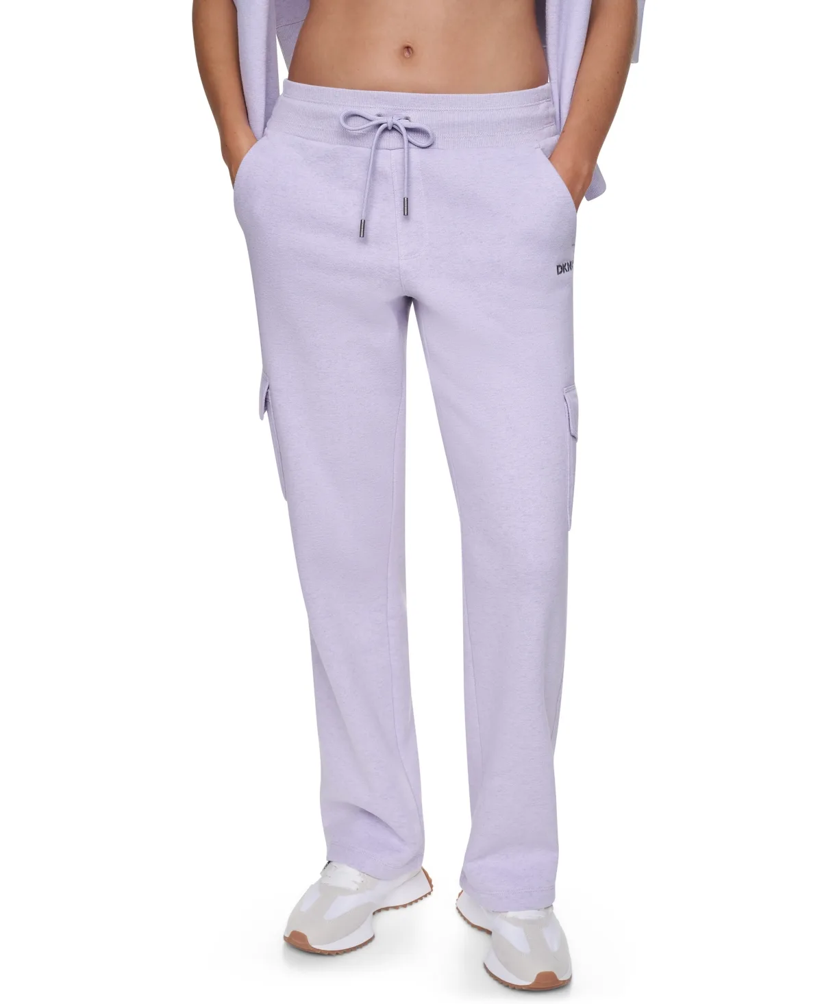 Metallic Bubble Logo Mid-Rise Tapered Leg Cargo Pants by DKNY