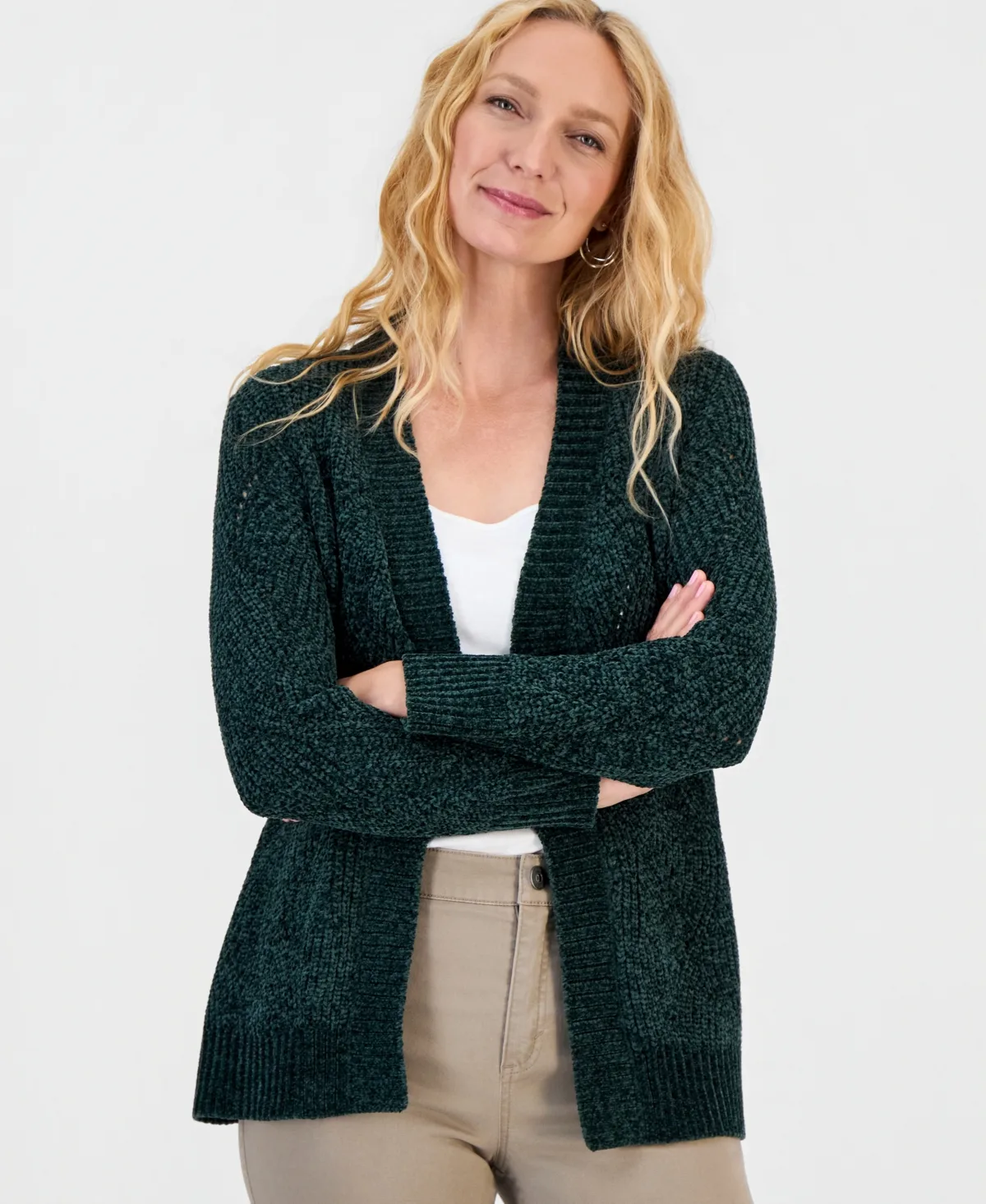 Cable-Knit Chenille Cardigan