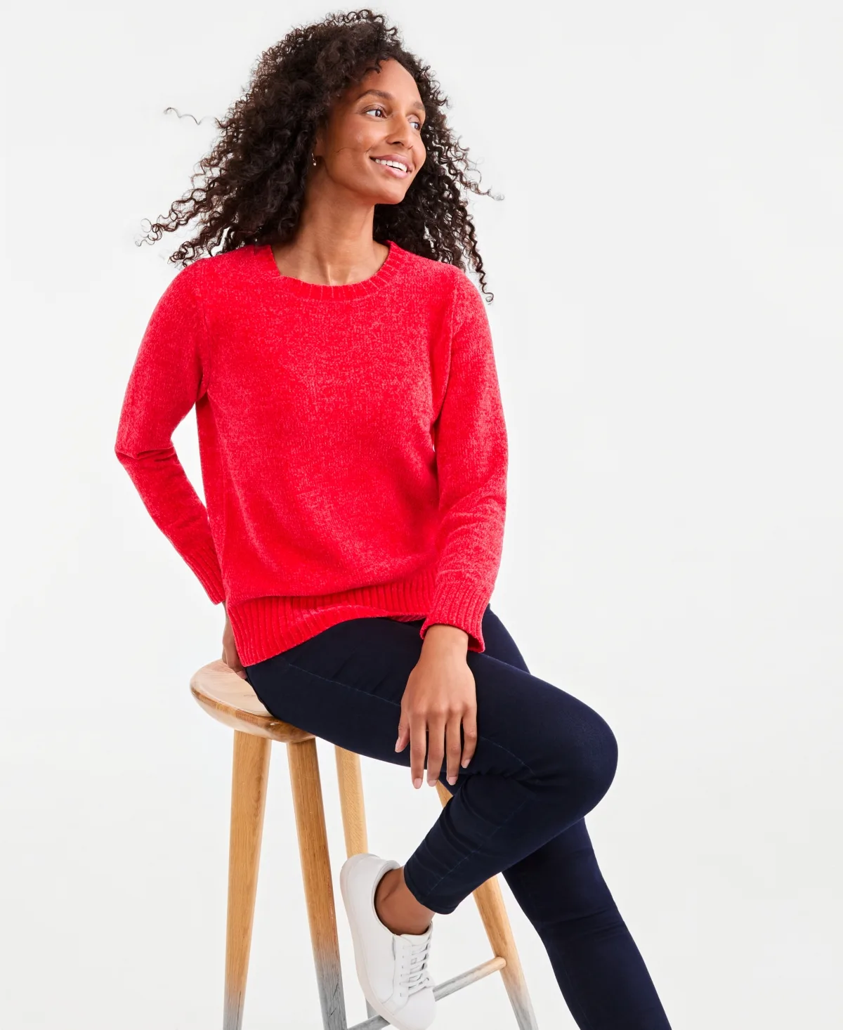 Crewneck Chenille Long-Sleeve Sweater