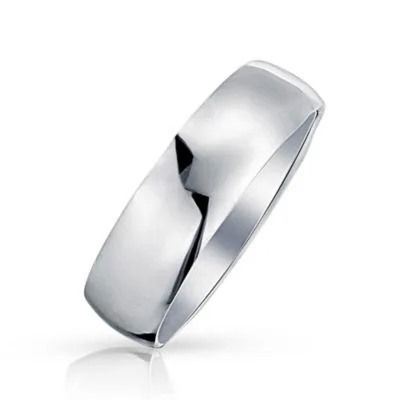 Simple Traditional Dome Promise Band Ring.925 Sterling Silver 7mm Comfort Fit by Bling Jewelry
