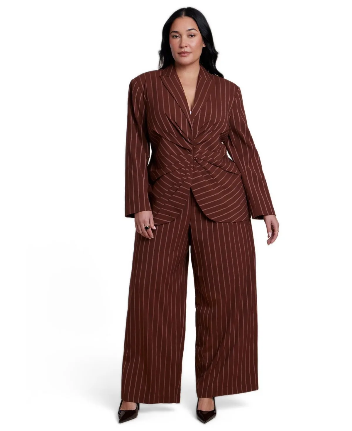 Wide Leg Pinstripe Trouser by Eloquii