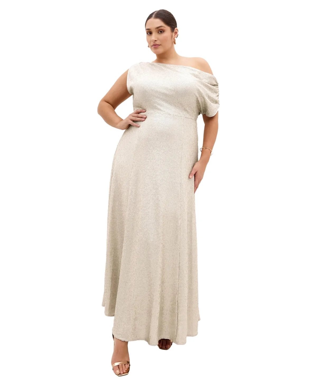 Sequin Off-Shoulder Maxi Dress by City Chic