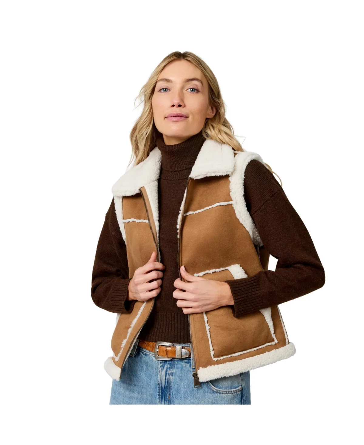 Faux-Suede Shearling Reversible Vest by Free Country