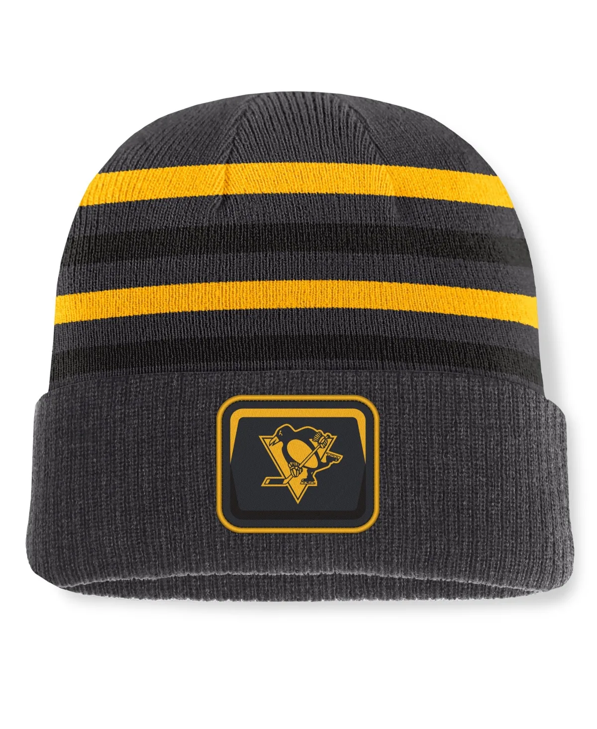 Pittsburgh Penguins Knurly Stripe Cuffed Knit Hat by Fanatics