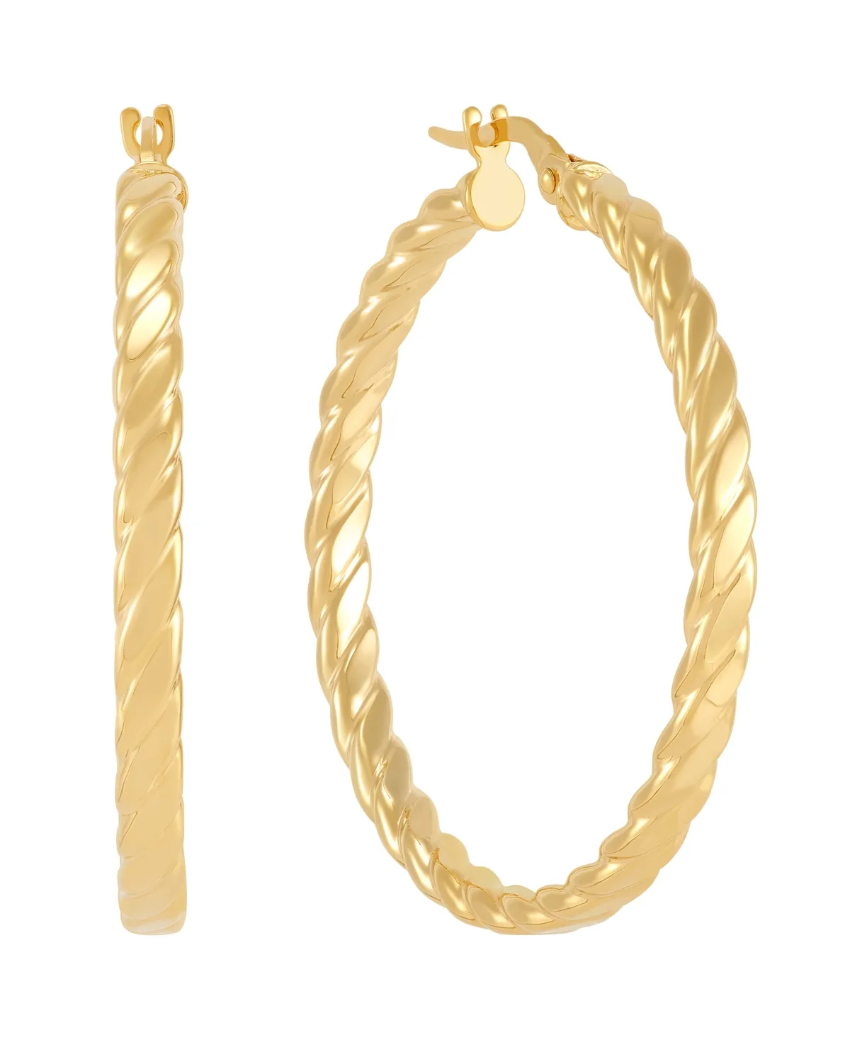 Tube Hoop Earrings, 1.3 Diameter in 14k Yellow Gold