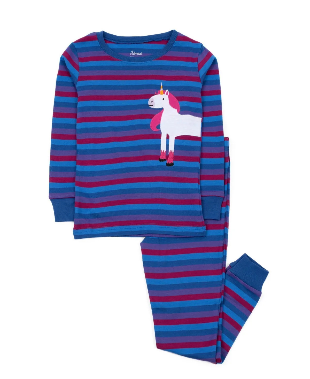 Matching Family Two-Piece Cotton Long Sleeve Shirt and Pants Striped Pajamas by Leveret