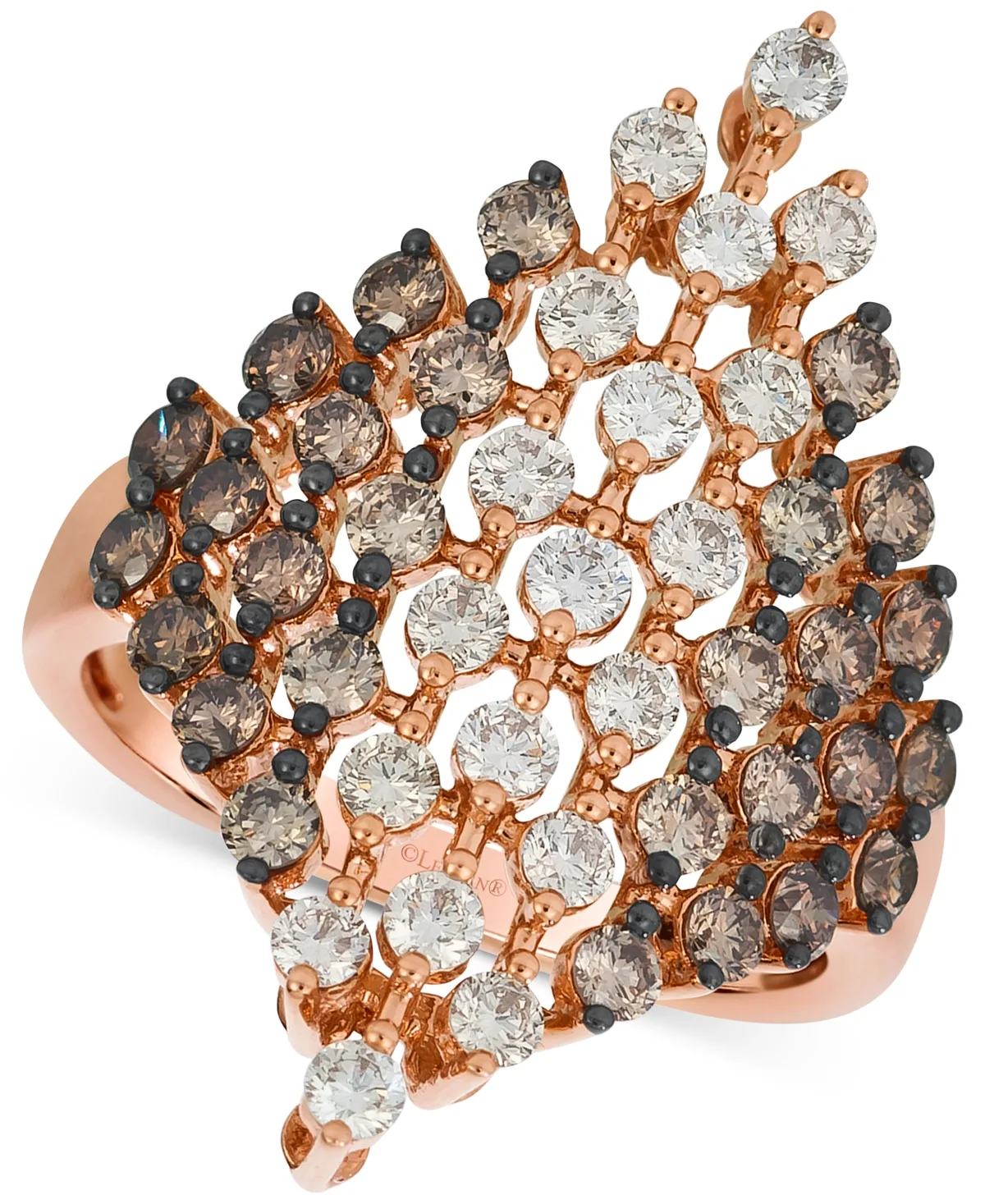 Chocolate Ombre Diamond Openwork Cluster Statement Ring (2 ct. t.w.) in 14k Rose Gold by Le Vian