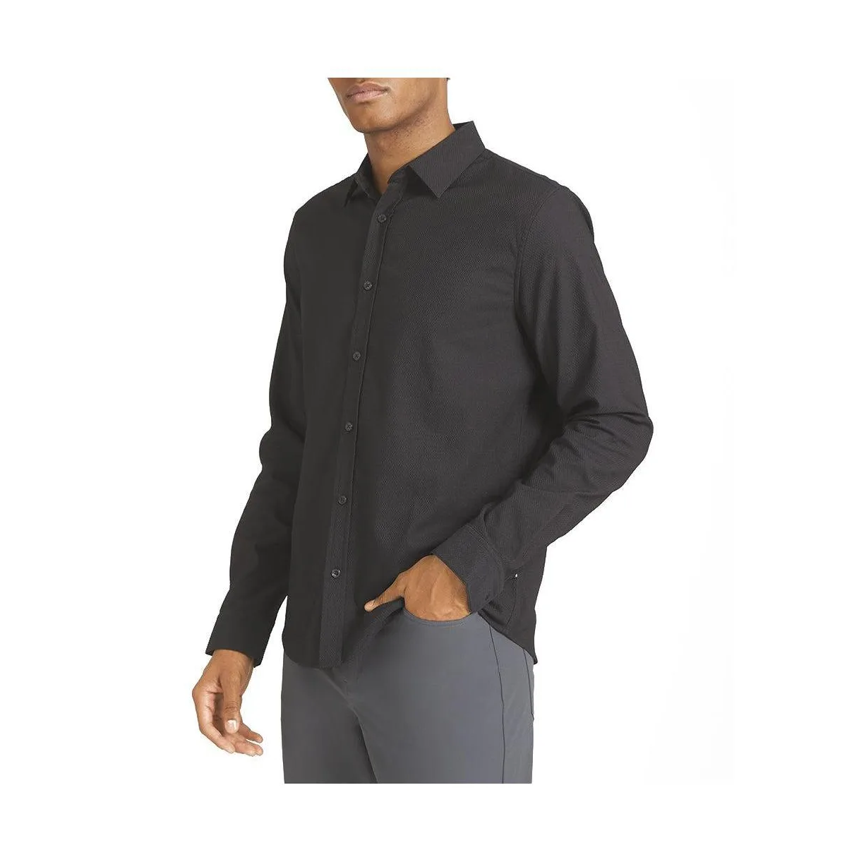 Shift Textured Stretch Regular-Fit Long Sleeve Shirt by DKNY