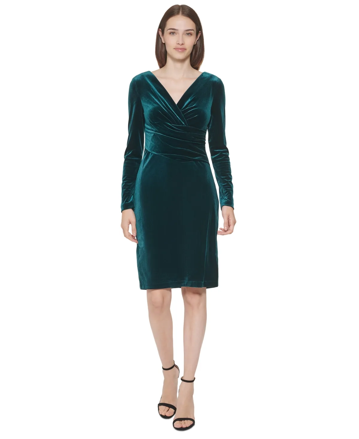 Velvet Body-Con V-Neck Dress by Eliza J