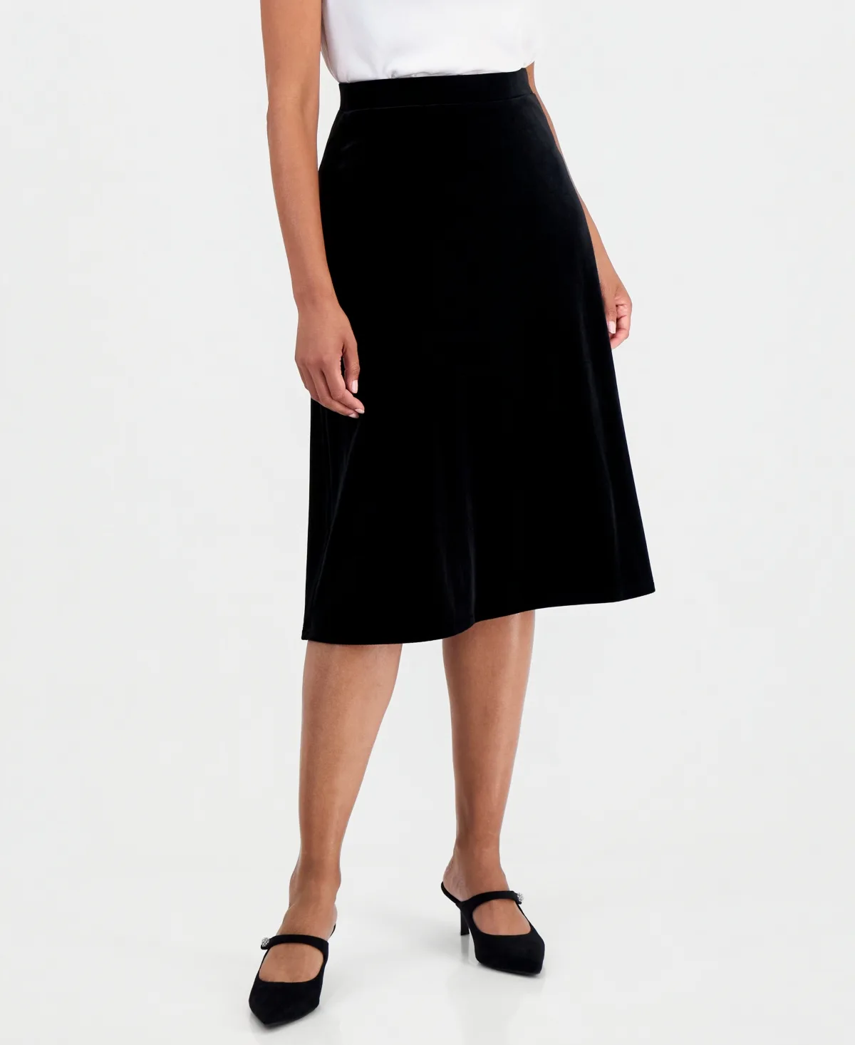 A-Line Midi Velvet Skirt by Kasper