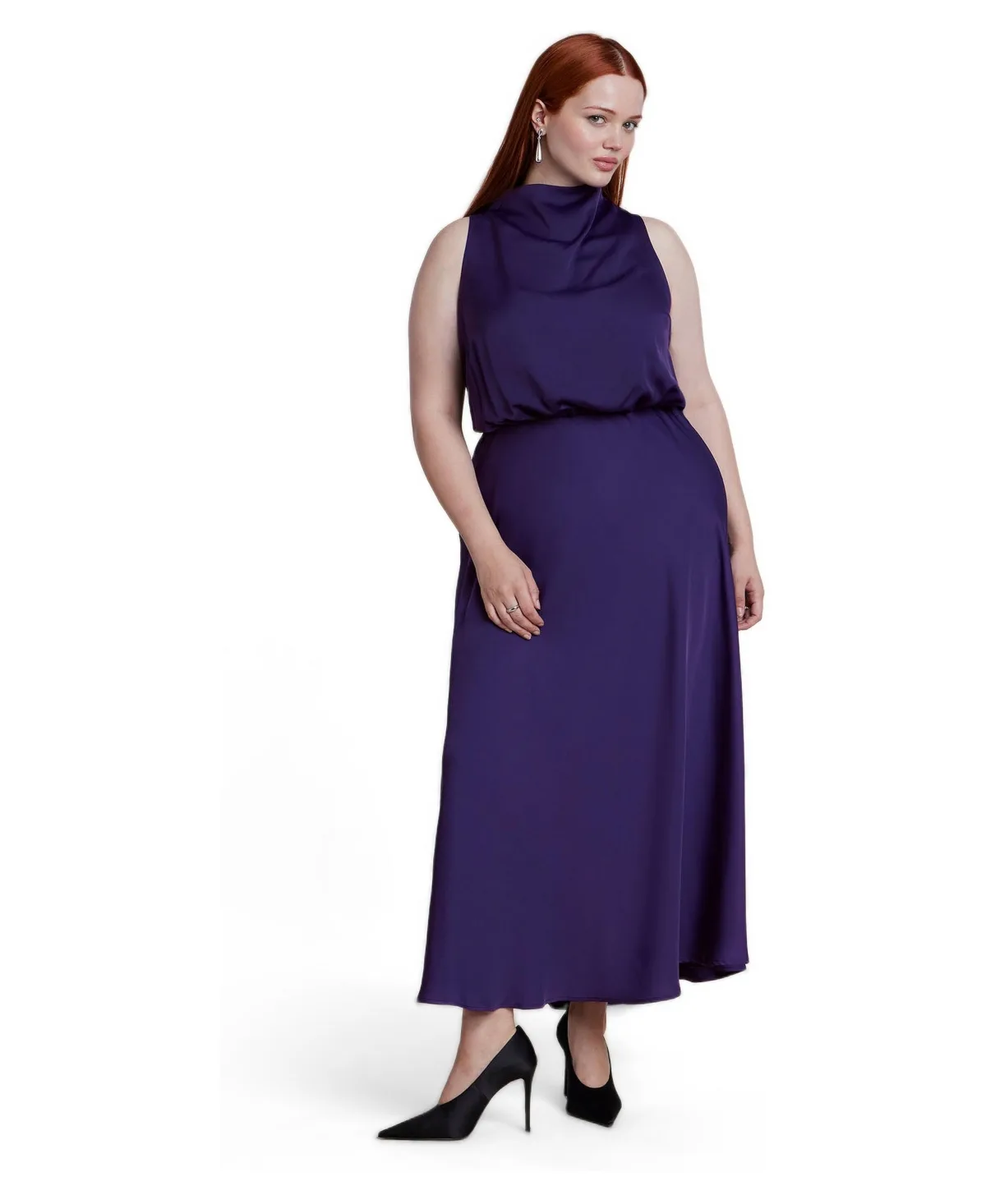 Draped Satin Maxi Dress by Eloquii