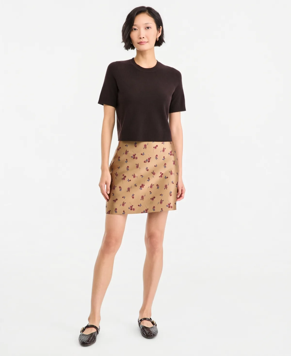 Jacquard Floral A-Line Mini Skirt by On 34th
