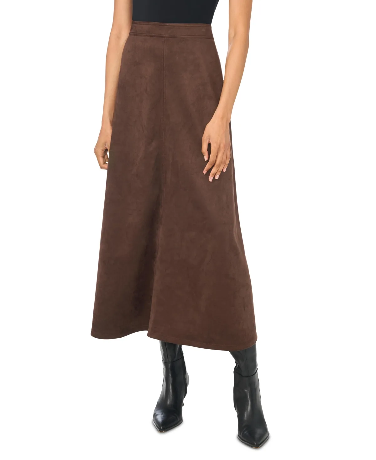 Faux-Suede A-Line Maxi Skirt